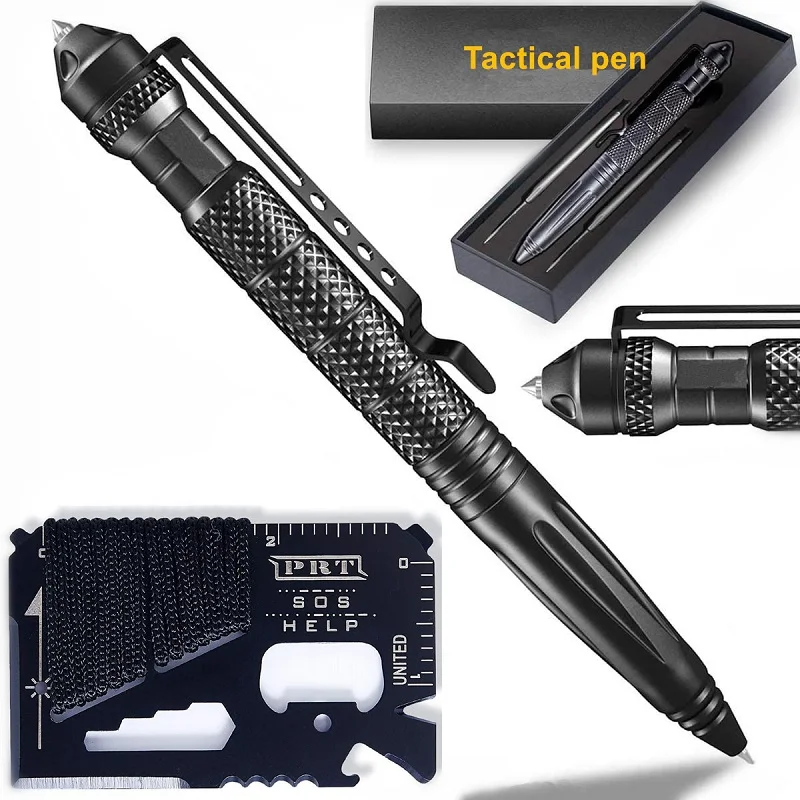 Bolígrafo táctico militar profesional, bolígrafo de autodefensa,  interruptor de vidrio de emergencia con Una multiherramienta EDC, cuchillo  para tarjetas de crédito para hombres y papá - AliExpress