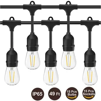 

Christmas Garlands S14 LED String Light 15M E27 LED Retro Edison Filament Bulb Outdoor Garden Patio Holiday Wedding light