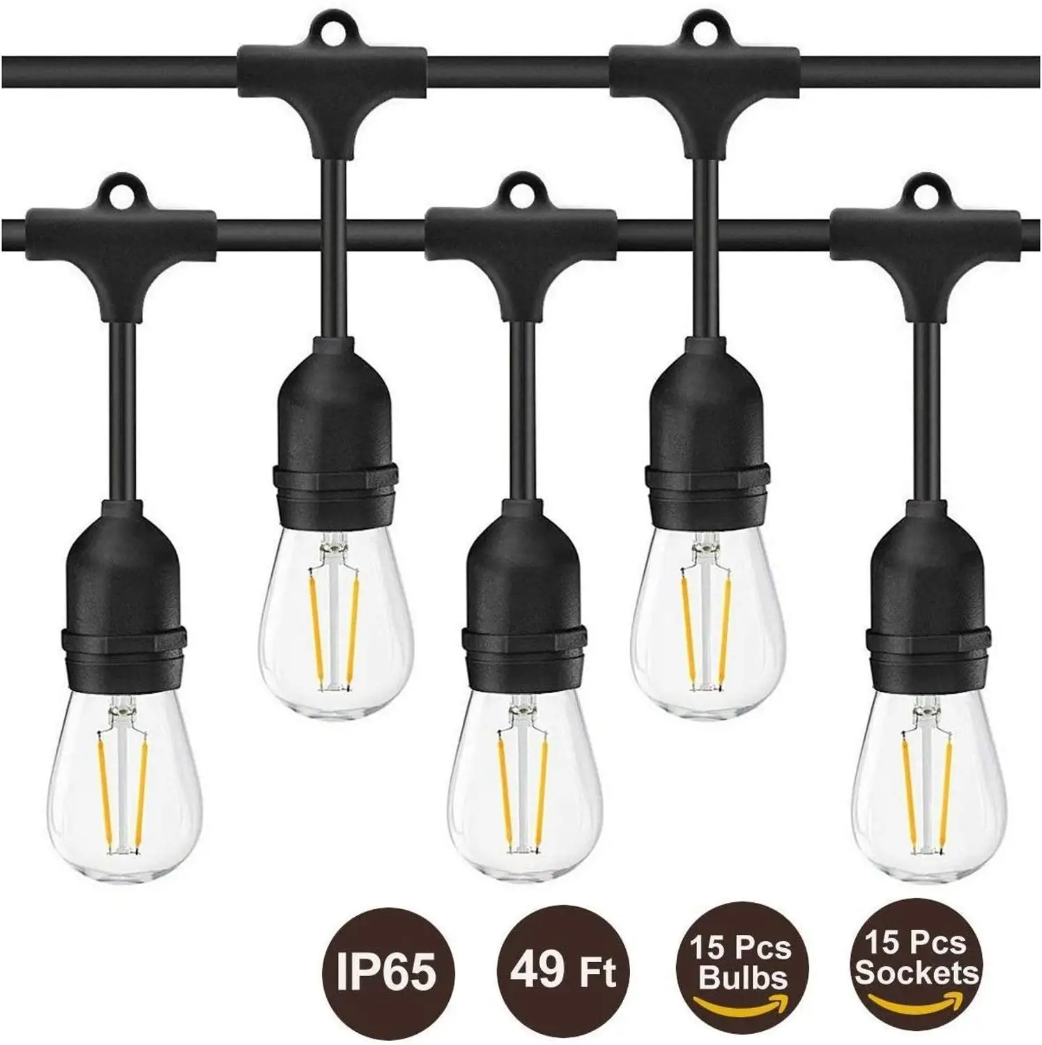 S14 LED String Light 15M E27 LED Retro Edison Filament Bulb Outdoor  Christmas Garlands  Garden Patio light