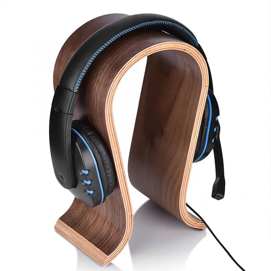 U Shape Wooden Headphones Stand Holder Universal for Sony Headset Desk Display Shelf Rack Hanger Stand Bracket