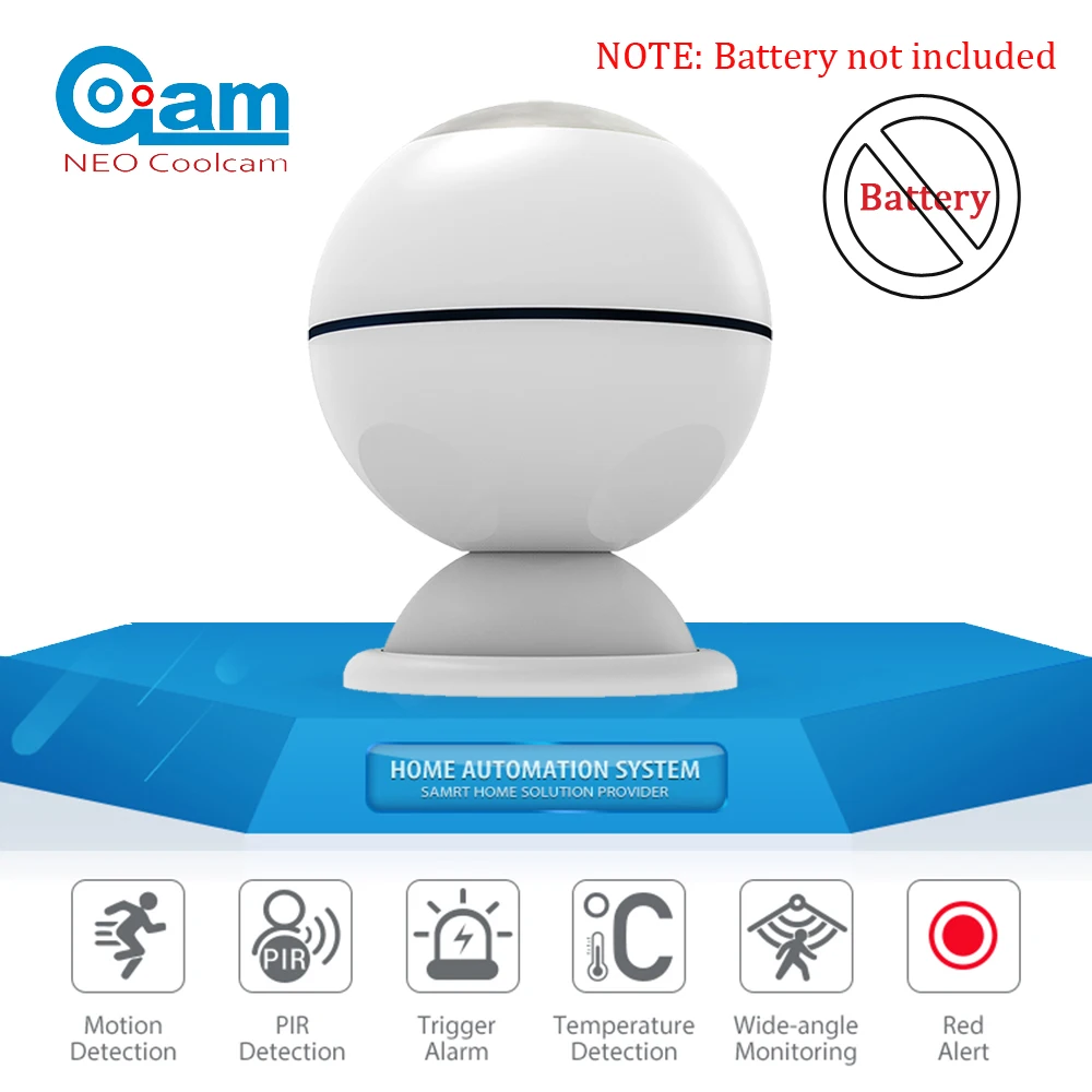 COOLCAM-Sensor de movimiento NEO NAS-PD01Z z-wave Plus PIR, automatización del hogar con temperatura, sistema de alarma de onda Z, Sensor de movimiento EU 868,4 MHZ
