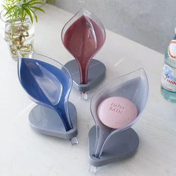 

Self Draining Soap Holder Leaf Shape Decorative Soap Box Punch Free Soap Dish with Draining Tray for Shower Bathroom Kitchen