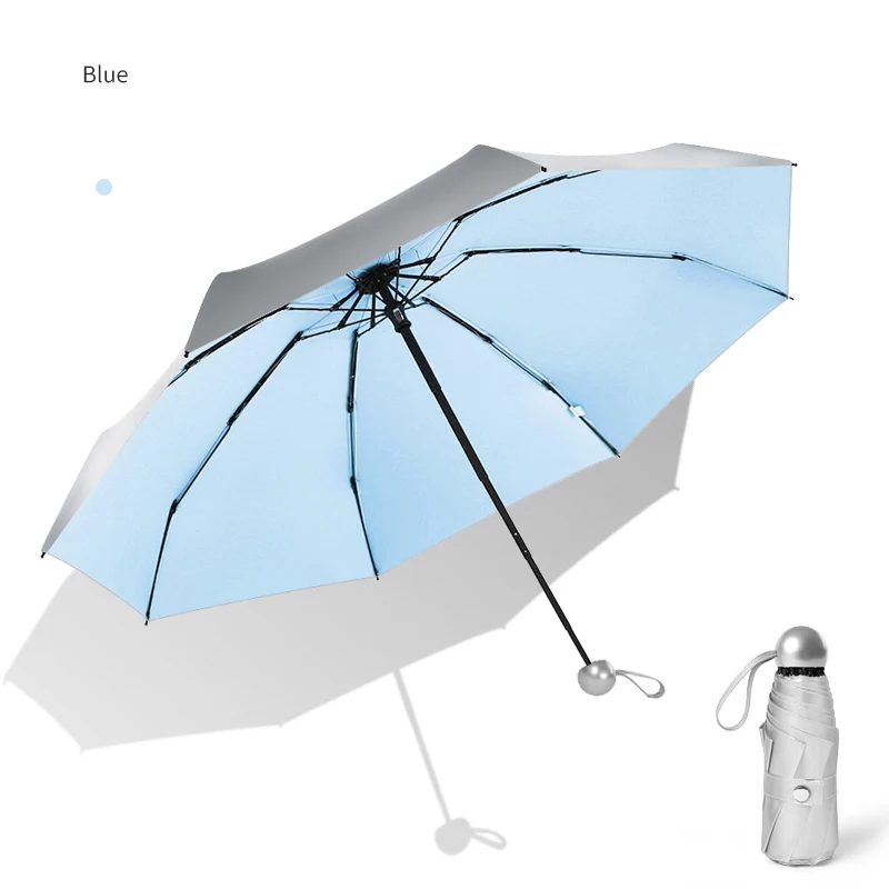 Umbrella 1 Sky Blue Дождевой и ветрозащитный светильник, складной портативный зонт для женщин, мужчин и детей, 8 Ребров, карманный мини-зонт, анти-УФ - Цвет: Umbrella 1 Sky Blue