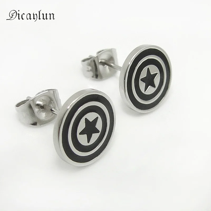 DICAYLUN капитан американские серьги для женщин и мужчин черная эмалированная нержавеющая сталь серьги-гвоздики Мстители Возраст ультрана США фильм ювелирные изделия