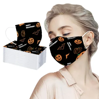 

50pc Adult Halloween Print Facemask Disposable Protection Masque Three Layer Non-woven Mouth Cover Breathable Mascarillas
