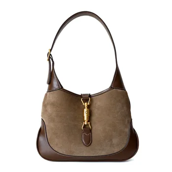 

2020 Autumn New Retro Color Matching Suede Leather Handbags Single Shoulder Handbags Underarm Bags