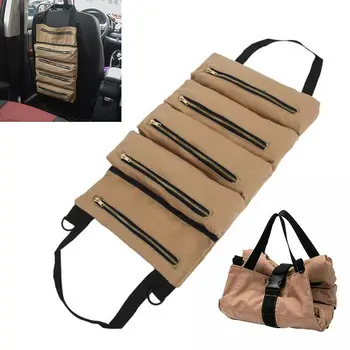 

Car Tool bag Auto Light Weight Khaki Pliers Screwdrivers Tire gauge Zippers