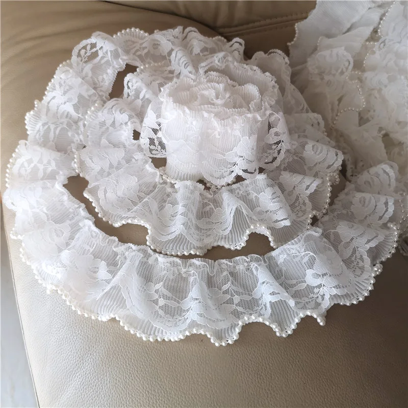 

1Yards Embroidery Beaded Lace Fabric Guipure Ribbon Wide 6cm Sewing Trim Crafts Women White Lace Fabric For Wedding Dresses LT19