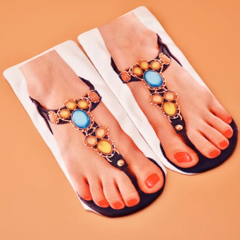 Printed Ankle Socks Cute Foot 3D for Women Kawaii Low Ankle Cotton Casual Funny Creative