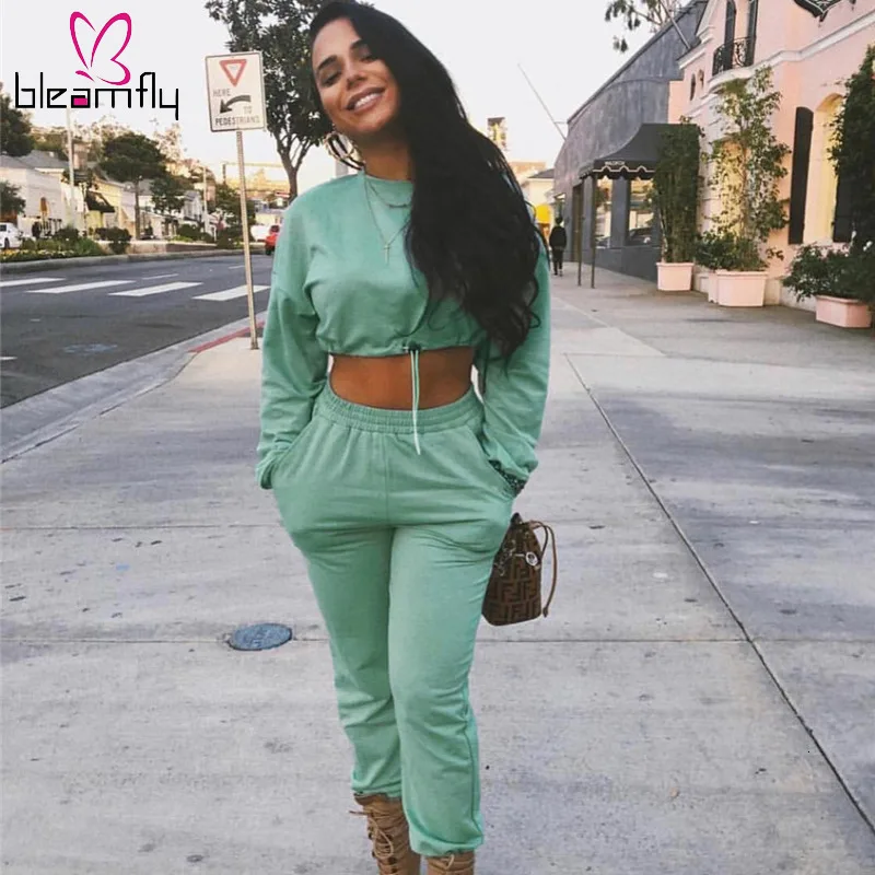 

2 Piece Active Set Women Tracksuit 2019 Autumn Winter Long Sleeve Sweatshirt Sweatpants Harem Pants Casual Joggers Outfit