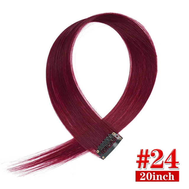 Clip in Hair Extensions Highlights Straight Long Hairpiece Hair Accessories for Girls Women Kids Doll Hair Pieces Wigs Pieces 24