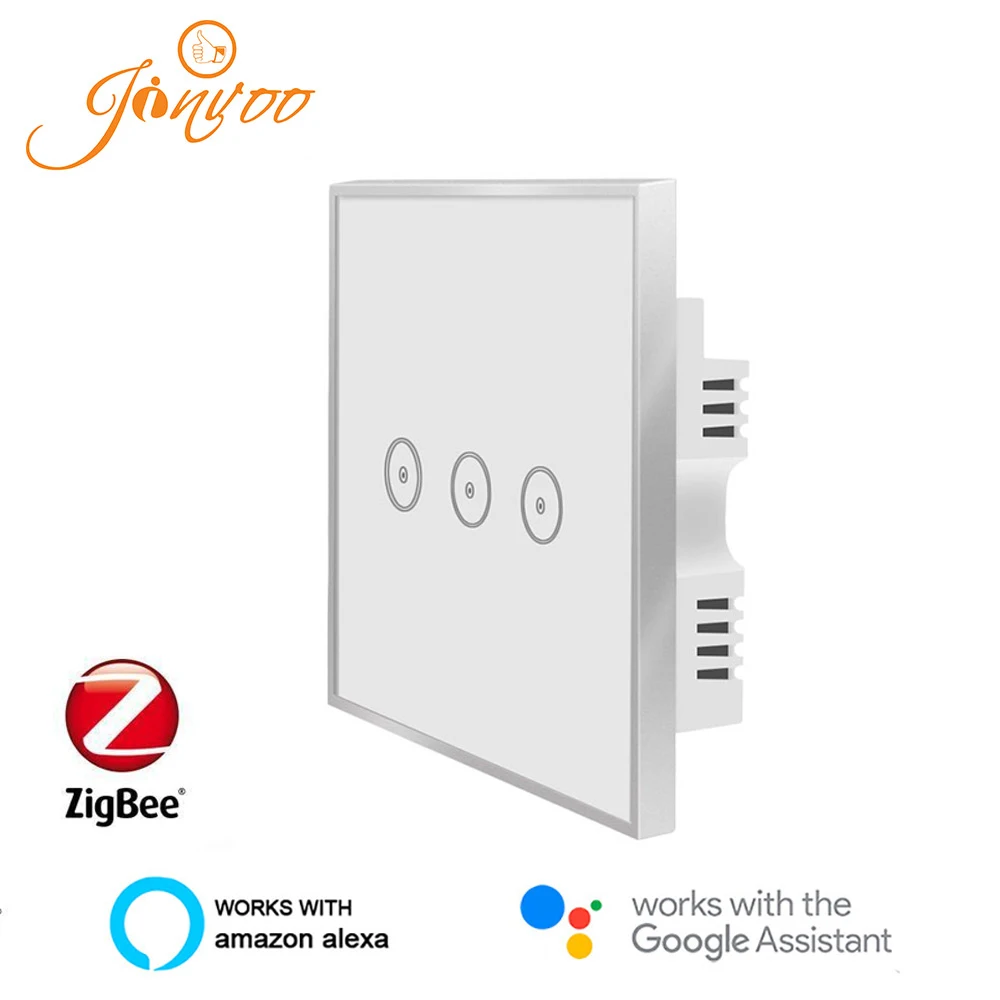Умный выключатель Jinvoo Zigbee сенсорный с металлической панелью для ЕС