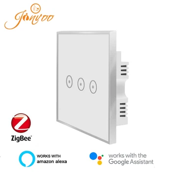 

Jinvoo smart Zigbee Switch touch light switch Metal panel EU UK Alexa Google home control remote control switch