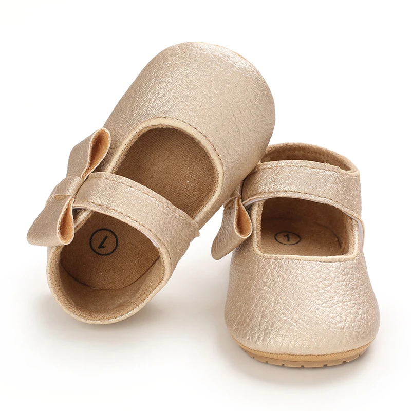 Infant Newborn Baby Girls Princess Non-Slip Floral Border Shoes Toddler Baby Soft PU Leather Prewalker Shoes Solid First Walkers