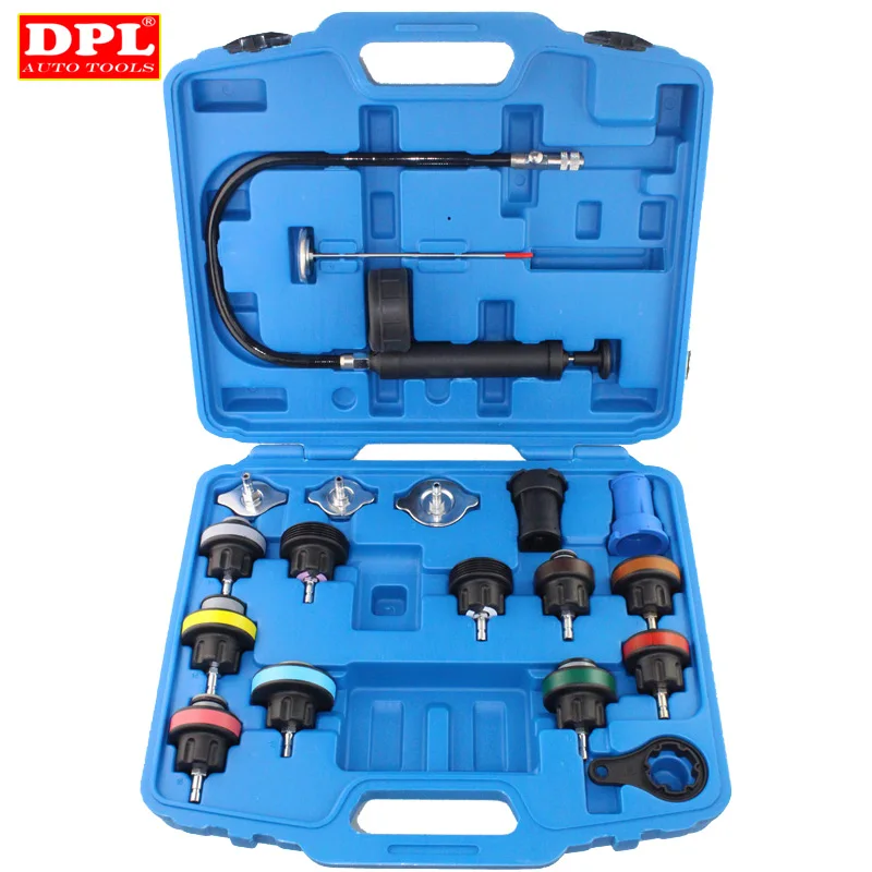 18 Pcs Radiator Pressure Tester Tool Kit Cooling System Testing Tool Vacuum Vehicle Universal For Volkswage Audi BMW Ford Volvo