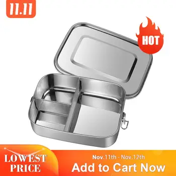 

1pc Stainless Steel Box Rectangular Sealed Lunch Box Picnic Box Compartment Lunch 1200ml Multifunctional J7F3