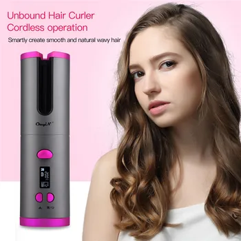 

Cordless Auto Hair Curler Wireless Curling Iron USB Rechargeable Hair Curlers Waves Wand Curling Iron Portable Hair Stying Tools