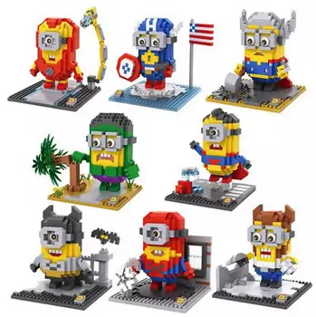 

Micro diamond block figures minion cosplay super hero ironman superman batman thor hulk Wolverine nanobricks toys building brick