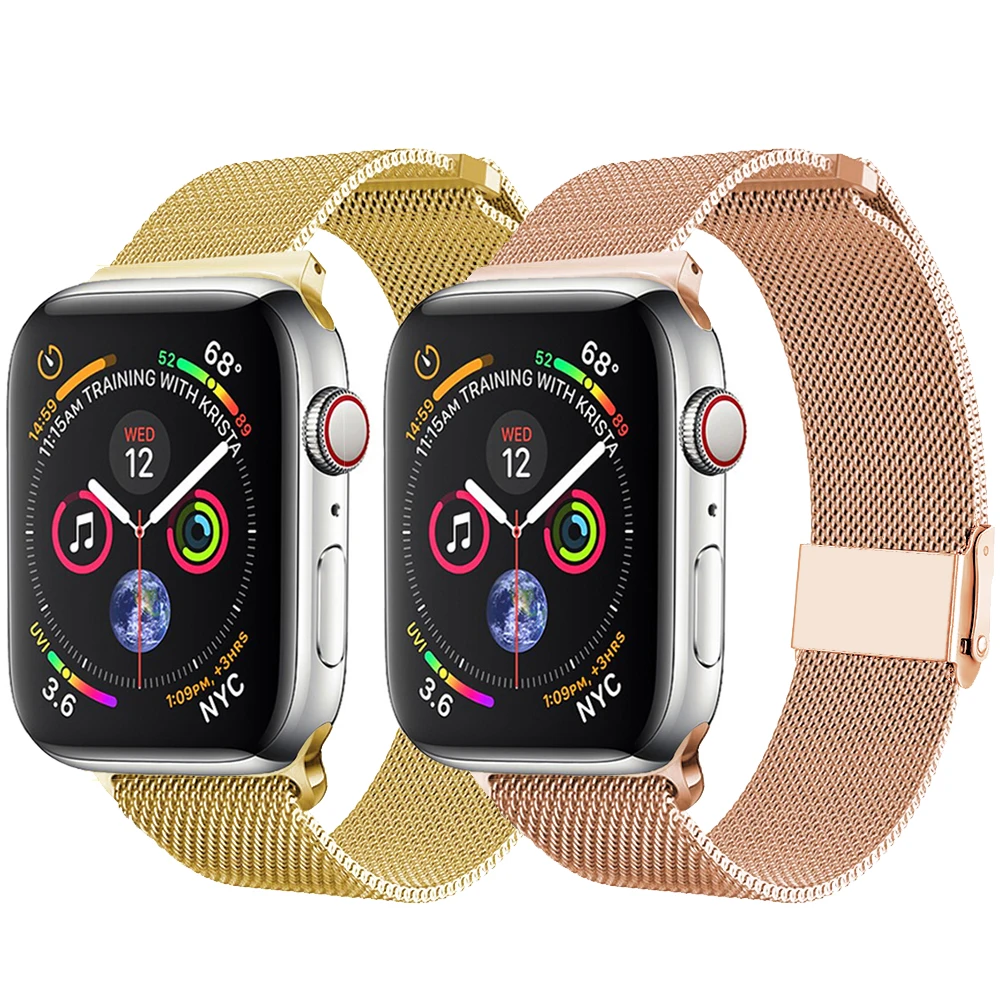 Миланский ремешок для наручных часов Apple Watch, ремешок 42 мм, 38 мм, для iwatch, версия 5/4/3/2/1 Нержавеющая сталь браслет, ремешок на запястье для наручных часов с магнитной застежкой