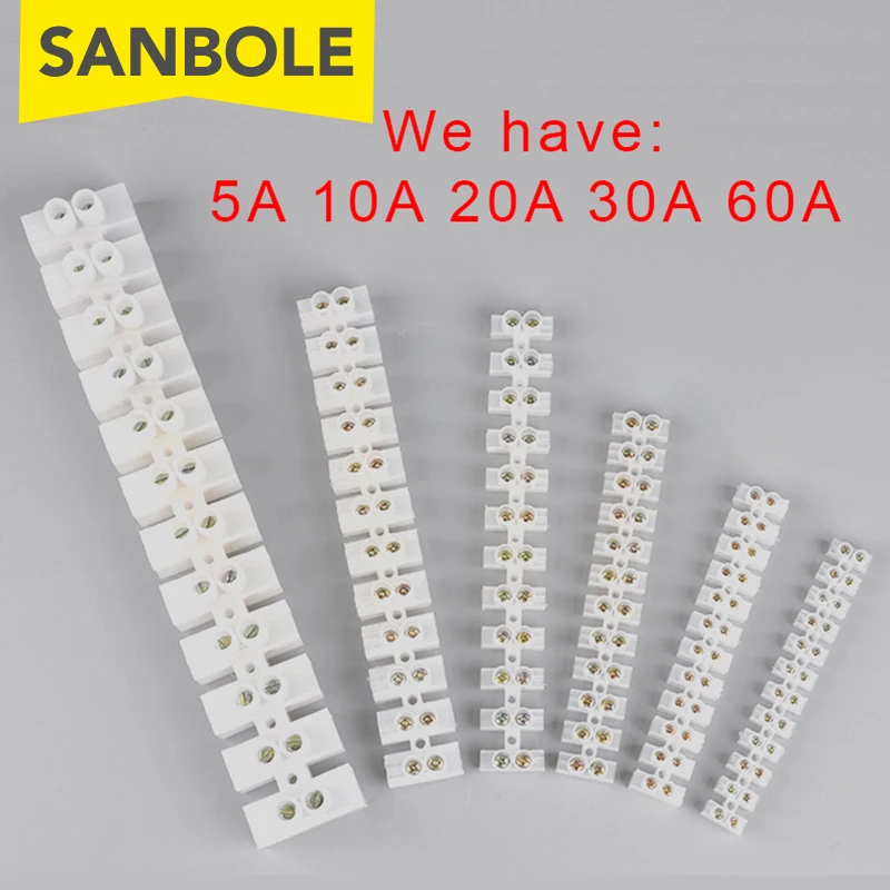Terminal Blocks 12P Nylon 5/10/20/30A Plastic Bit Wire Connector With Fixed Screws Mounting Wiring X3-1012 wire connectors din rail terminal block