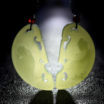 

Natural white jade pendant top brand hand-carved guanyin buddha jade pendants brand men women jadeite jade jewelry necklace