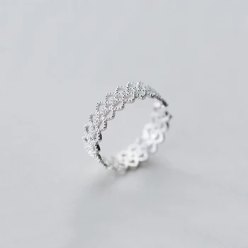 

HF JEL 925 Sterling Silver Rings for Women Lace Hollow Pattern Cross Adjustable Ring Women Lady Bijoux Femme Christmas Gifts
