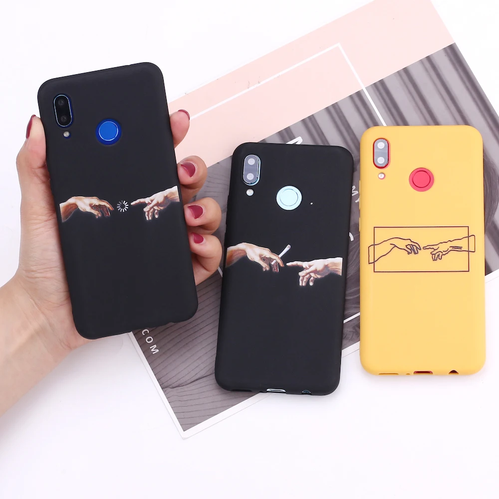 

For Samsung S8 S9 S10 S10e S20 Plus Note 8 9 10 A7 A8 Mona Lisa Art David lines Painted Silicone Phone Case Cover Capa Fundas