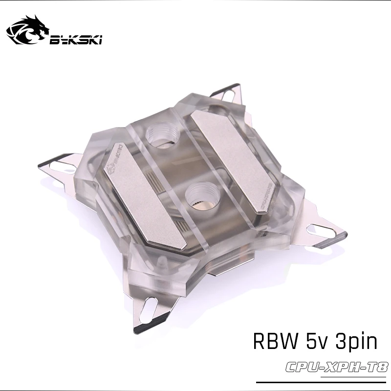 Bykski cpu-XPH-T8 cpu блок водяного охлаждения для Intel Lga115x/2011/2066 RGB/RBW освещение механическая система сливочного масла микроводный I7 - Цвет лезвия: Silver-RBW(5v 3pin)