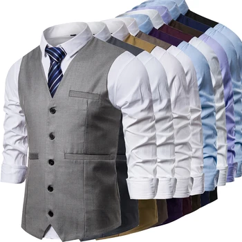 

2019 Waistcoat Dress Vests For Men Casual Slim Fit Mens Autumn Formal Business Jacket