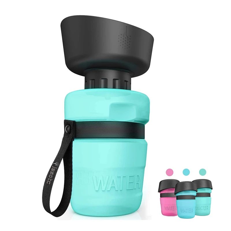 Botella de agua portátil para perros, cuenco alimentador de mascotas plegable, para viajes al aire libre, sin BPA