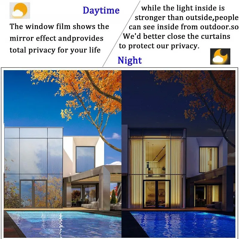 One-Way Mirror Window Film Anti-UV Privacy Self-Adhesive Decorative Window Shades 8M/6M/4M/2M Homes And Offices window film,window privacy film