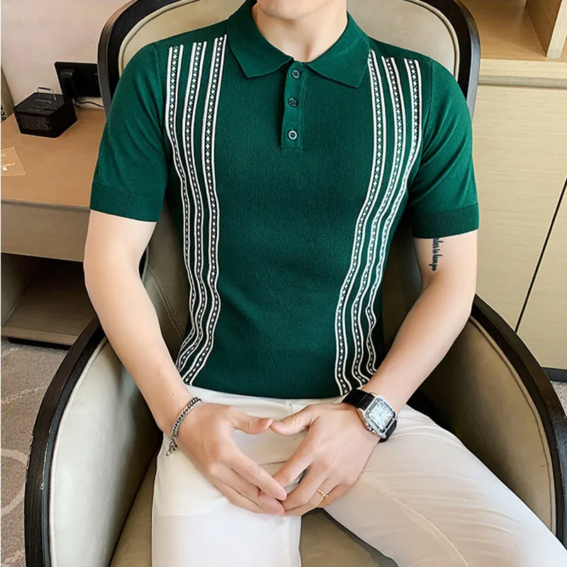 2020 Brand clothing Men's knitting in summer short sleeve POLO shirts/Male slim fit Contrast color leisure Shirts S-3XL | Мужская
