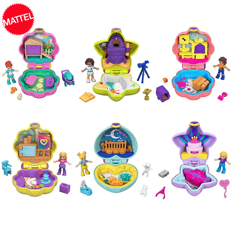 Original Polly Pocket World Mini Toys Box with Accessories Doll Houses Girls Reborn Toys Juguetes Girl Mini Doll Miniature House hhj05 polly pocket flamingo car water fun set