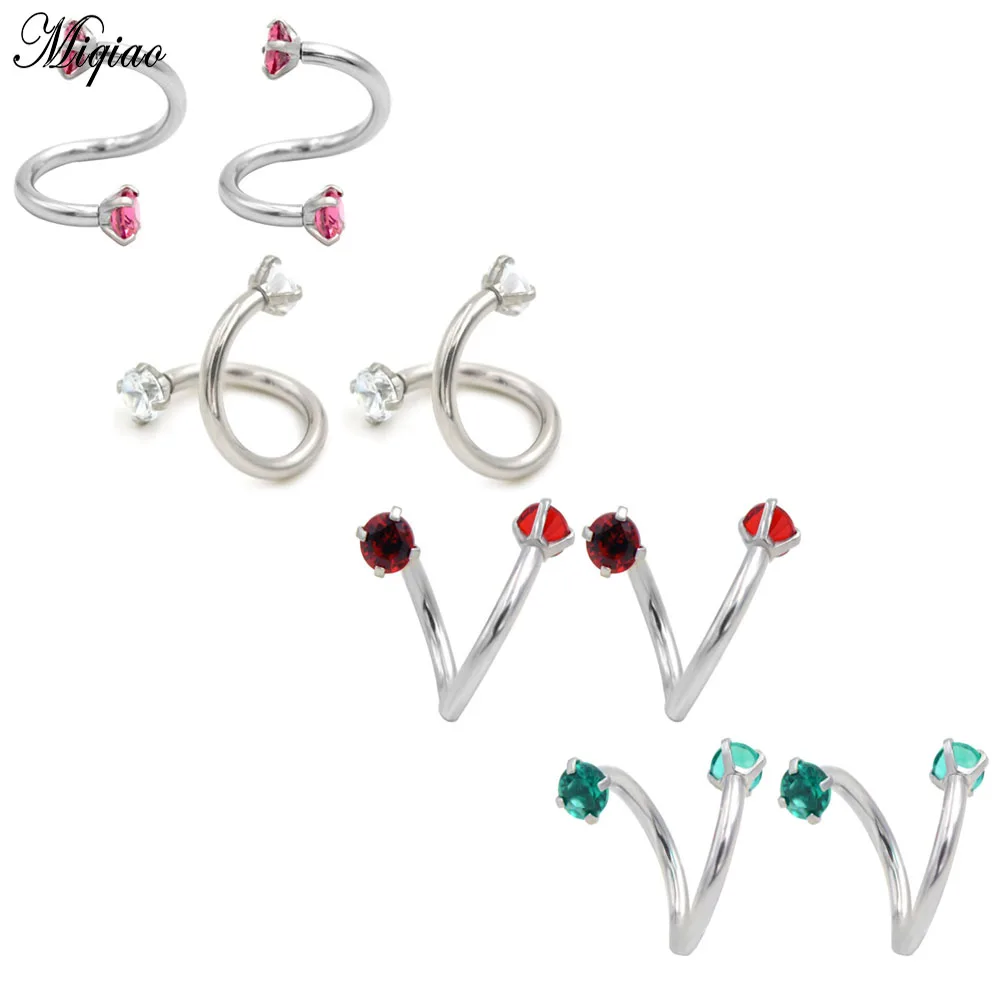 

Miqiao 2pcs European and American Round S Nose Ring Earrings 316L Stainless Steel