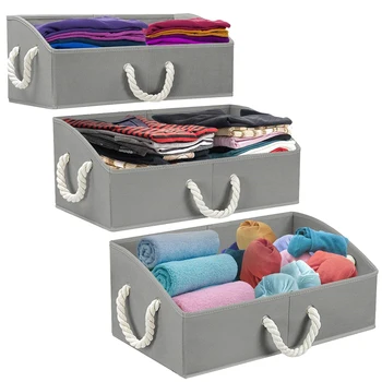 

Storage Basket Large Capacity Household Trapezoidal Storage Box Ditty-Bag with Handle for Living Room Bedroom Gray