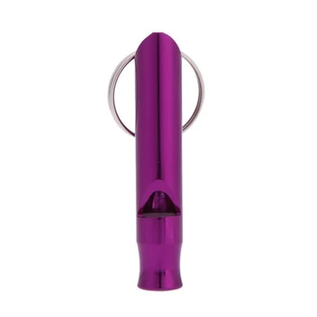 

1pcs Mini Emergency Outdoor Hiking Camping Aluminum Survival Whistle with Keychain Purple