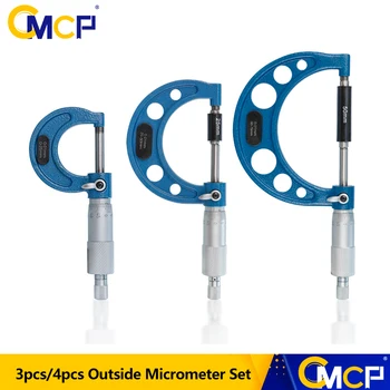 

CMCP 3pcs/4pcs Outside Micrometer Set 0-25mm/25-50mm/50-75mm/75-100mm Accuracy 0.01mm Gauge Vernier Caliper Measuring Tools