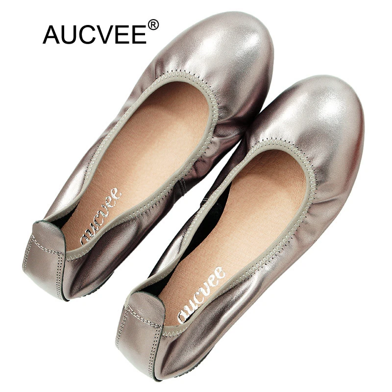 Zapatos planos Ballet para informal de piel auténtica, clásicos dorados y negros, talla grande 44, para primavera|Zapatos planos de mujer| - AliExpress