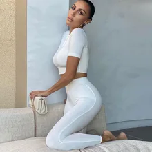 2021 Femmes d'été Sport Fitness 2 Deux Pièces Tenues À Manches Longues Tops T shirt Legging Pantalon Ensemble Moulante Survêtement 