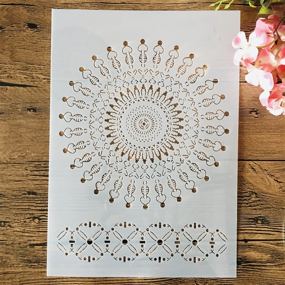

A4 29 см Мандала большой круглый Солнце DIY слойные трафареты настенная живопись фотография декоративный шаблон