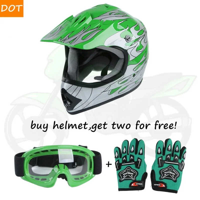 Motorcycle Youth Kids Helmet Green 