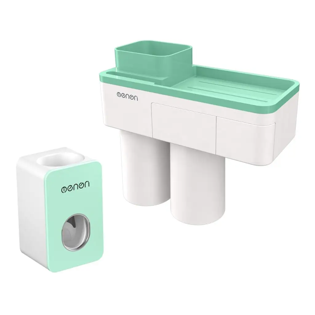 Toothbrush Holder Automatic Toothpaste Dispenser with Cup Wall Mounted Bathroom