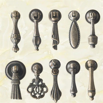 

2Pcs Vintage Cabinet Knobs and Handles Cupboard Door Cabinet Drawer Furniture Hardware Antique Brass Shell Wardrobe Pull Handles