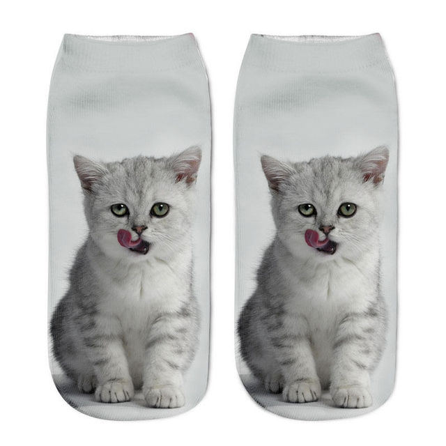 Cat Sock 3D Cat Printed Cotton Anklet Socks Low Cut Sports Sock Cute Designer Women Girl Casual Socks