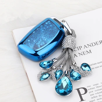 

Fashion Quicksand TPU Car Smart Key Case Cover For Hyundai iX20 IX30 I40 Iix25 Tucson Elantra Verna Sonata Keychain Star Flowing