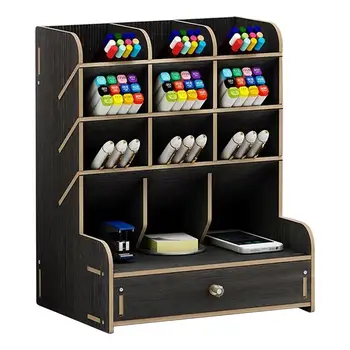 

Wooden Desktop Storage Rack Multi-function Stationery Cosmetic Organizer Jewelry Display Box for Home Bedroom