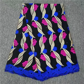 

5yards High Quality Nigerian Pure cotton Embroidery swiss voile lace cotton Lace Fabric for Women F9SE064