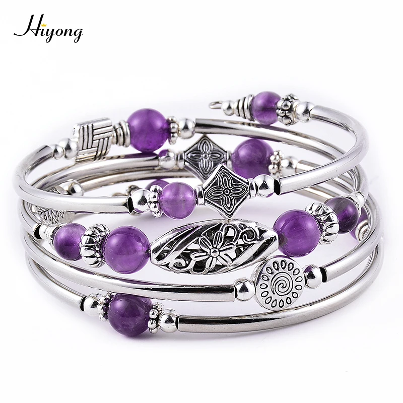 Wrap Bracelet Boho wrap браслет для женщин многослойный браслет натуральный камень лавы чакра бусины эфирное масло диффузор браслет для девочек - Окраска металла: Wrap Bracelet