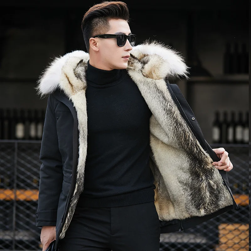 Klooster Verzoekschrift bleek Real Parka Fur Coat Men Winter Jacket Natural Wolf Fur Coats Warm Outerwear  Long Parkas Hombre 18022 KJ2426|Genuine Leather Coats| - AliExpress