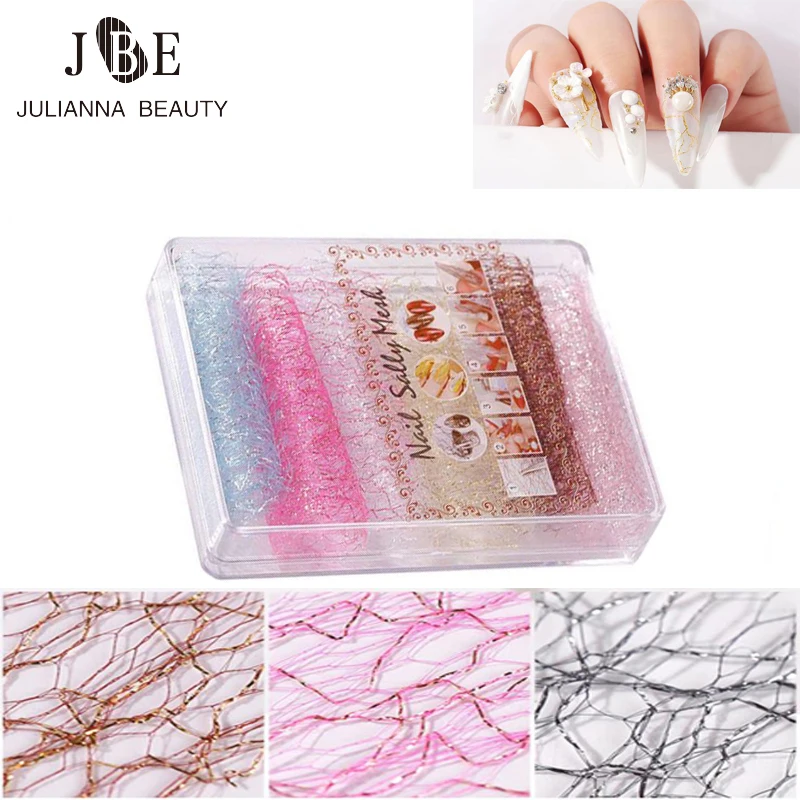 

1pc 3D Mesh Nail Sticker Gold Silver Net Line Tape Transfer Accessories DIY Nail Art Decoration 3D Mesh Sticker